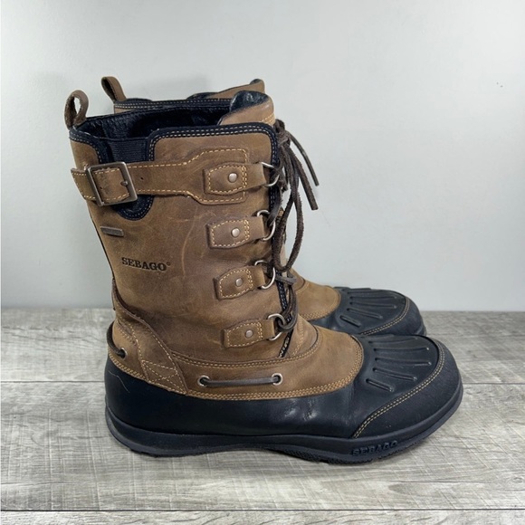 Sebago Men’s Wells Riverbank Waterproof Coffee Leather Snow Rain Boots Size 10 main image 6